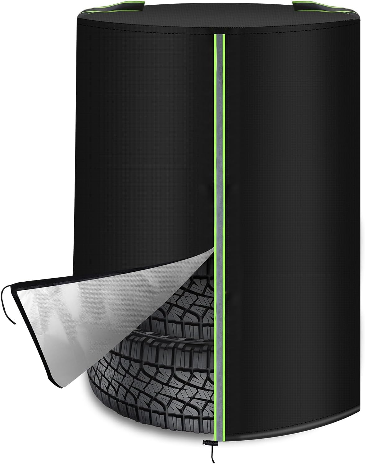 Housse de roue de secours – en tissu Oxford, bandes réfléchissantes, fermeture zippée, 210D, noir