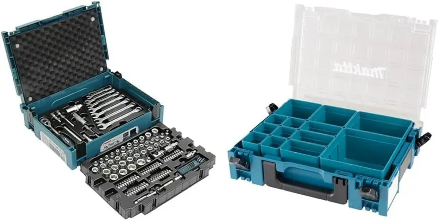 Makita Set d'Outillage à Main 120 Pièces avec Coffret Empilable et Organisateur