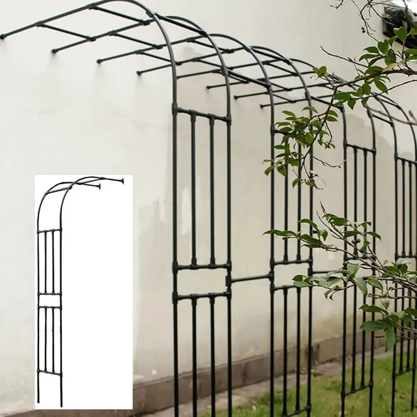 Pergola en Arceau pour Plantes Grimpantes, Décoration de Jardin et Mariage, Structure en Treillis, Couleur Noire, 60x240x40 cm