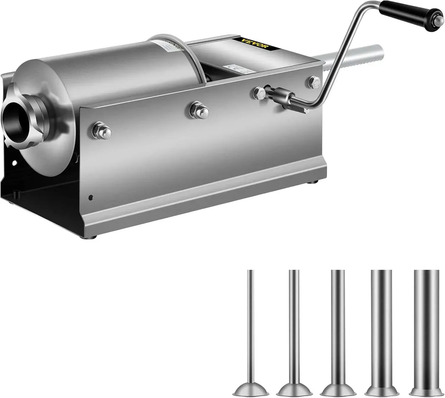 VEVOR Saucisseuse Manuelle 3L, Machine Horizontale à Saucisses en Acier Inox 304, 5 Tubes, Cuisine Maison et Restaurant