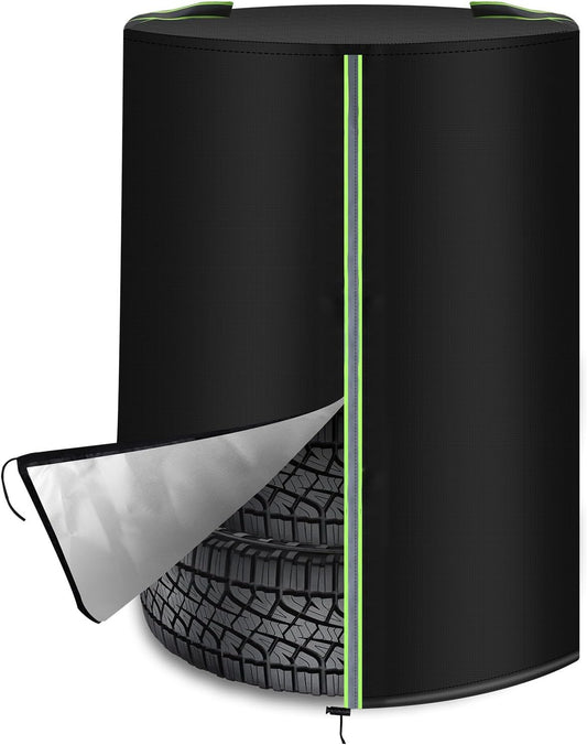 Housse de roue de secours – en tissu Oxford, bandes réfléchissantes, fermeture zippée, 210D, noir