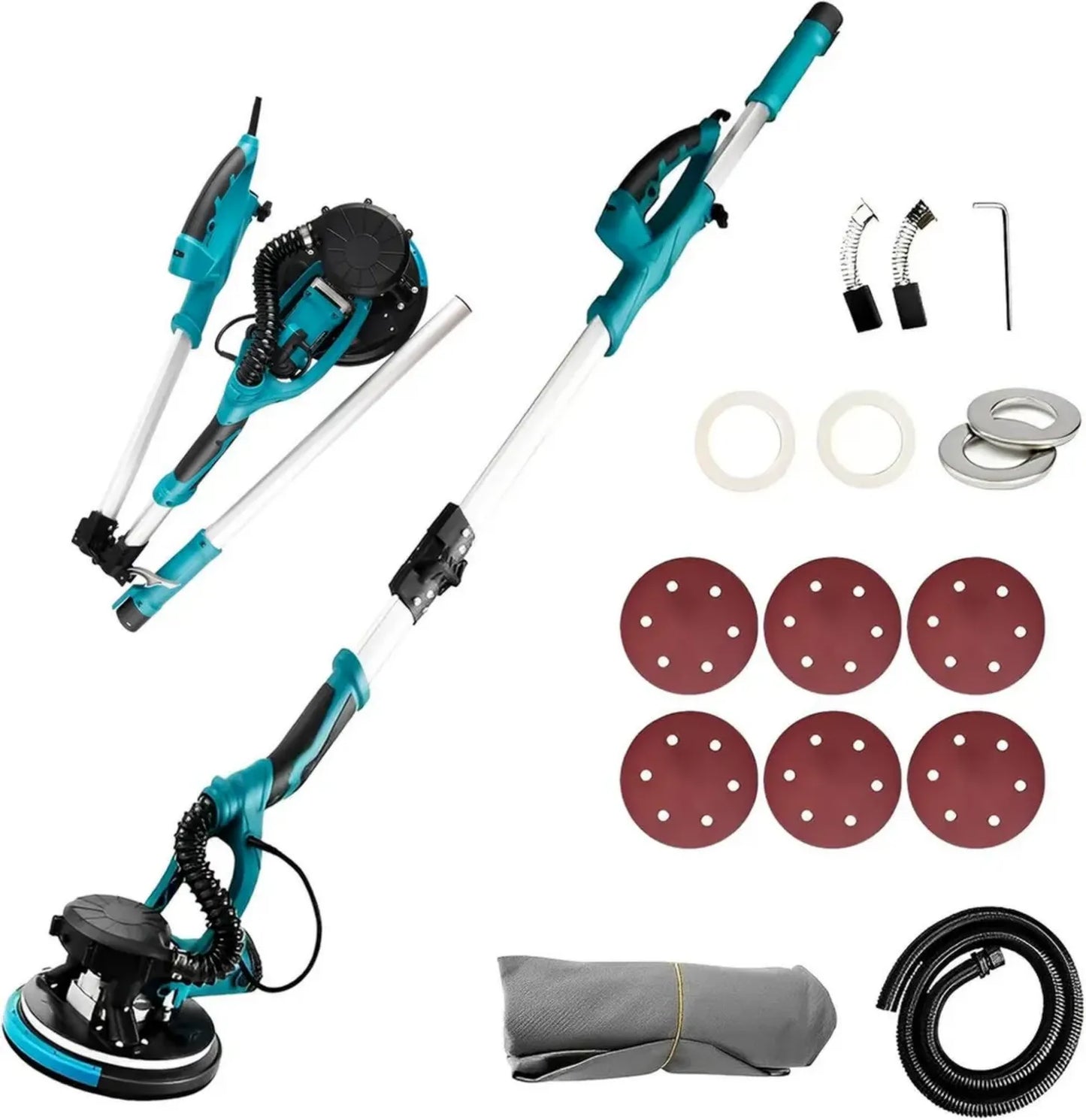 Ponceuse Girafe 850W avec LED et Aspiration, 5 Vitesses, 800-1800RPM, Ø215 mm, Plafond et Mur