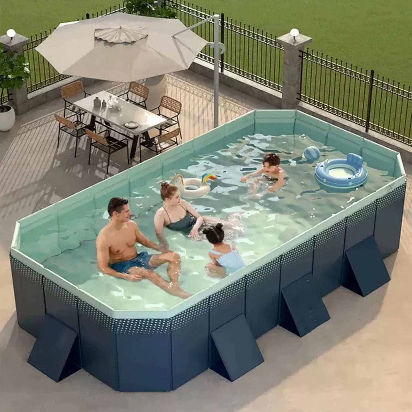 Piscine portable rigide pour adultes, idéale pour espaces extérieurs