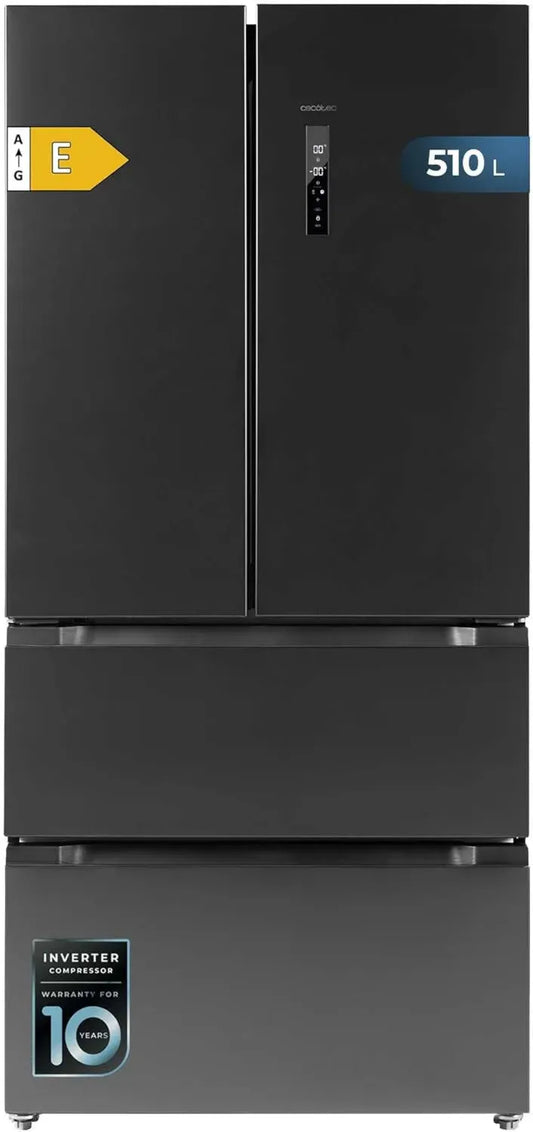 Réfrigérateur French Door Cecotec 510 L, Bolero CoolMarket FD 510, Design Sombre, Inverter Plus, Refroidissement et Congélation Rapides, MultiAirFlow, NoFrost Total